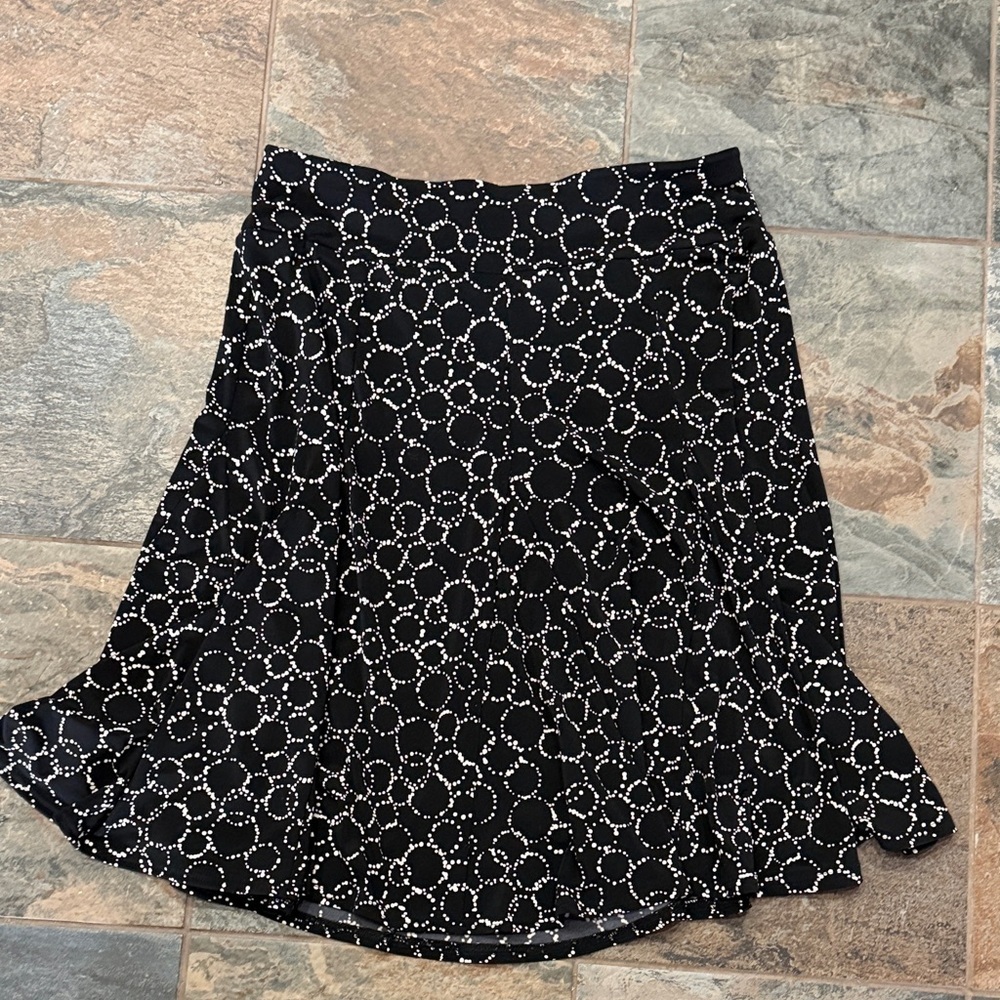 Apt. 9 Black and White Circle A-Line Skirt